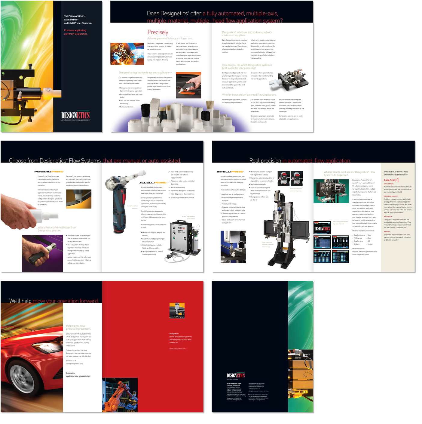 Brochure series aimed at promoting industrial priming systems for a variety of applications